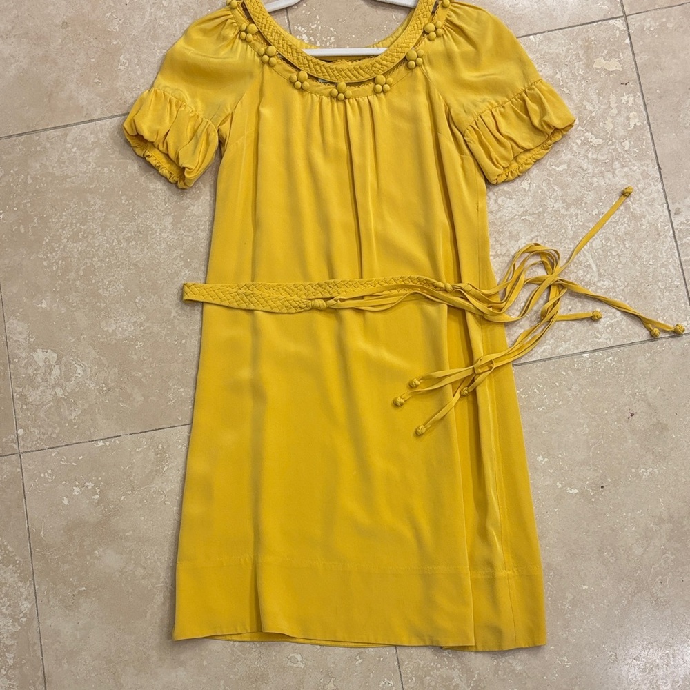 Beth Bowley Sunny Yellow Mini Dress with Braided Belt